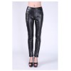 Women Michael Hoban Mid Waist Pant Genuine Leather Metal Pencil Pant